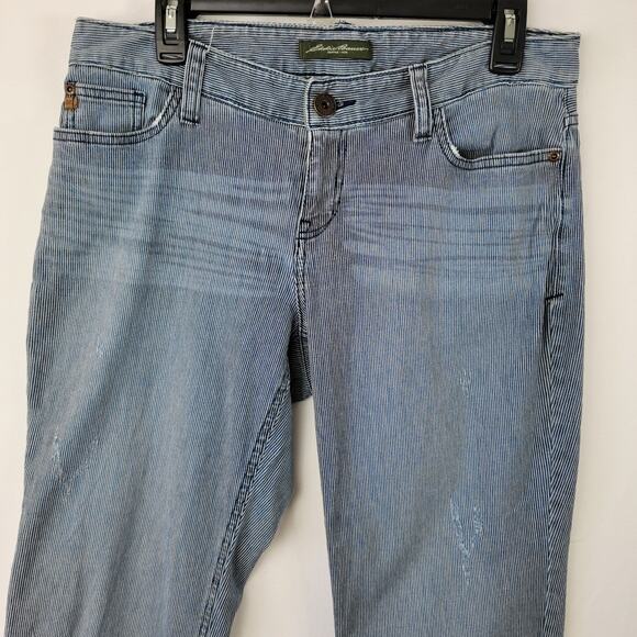 Eddie Bauer Women's Striped Distressed Denim Cropped Pants Size 8 - Picture 4 of 15